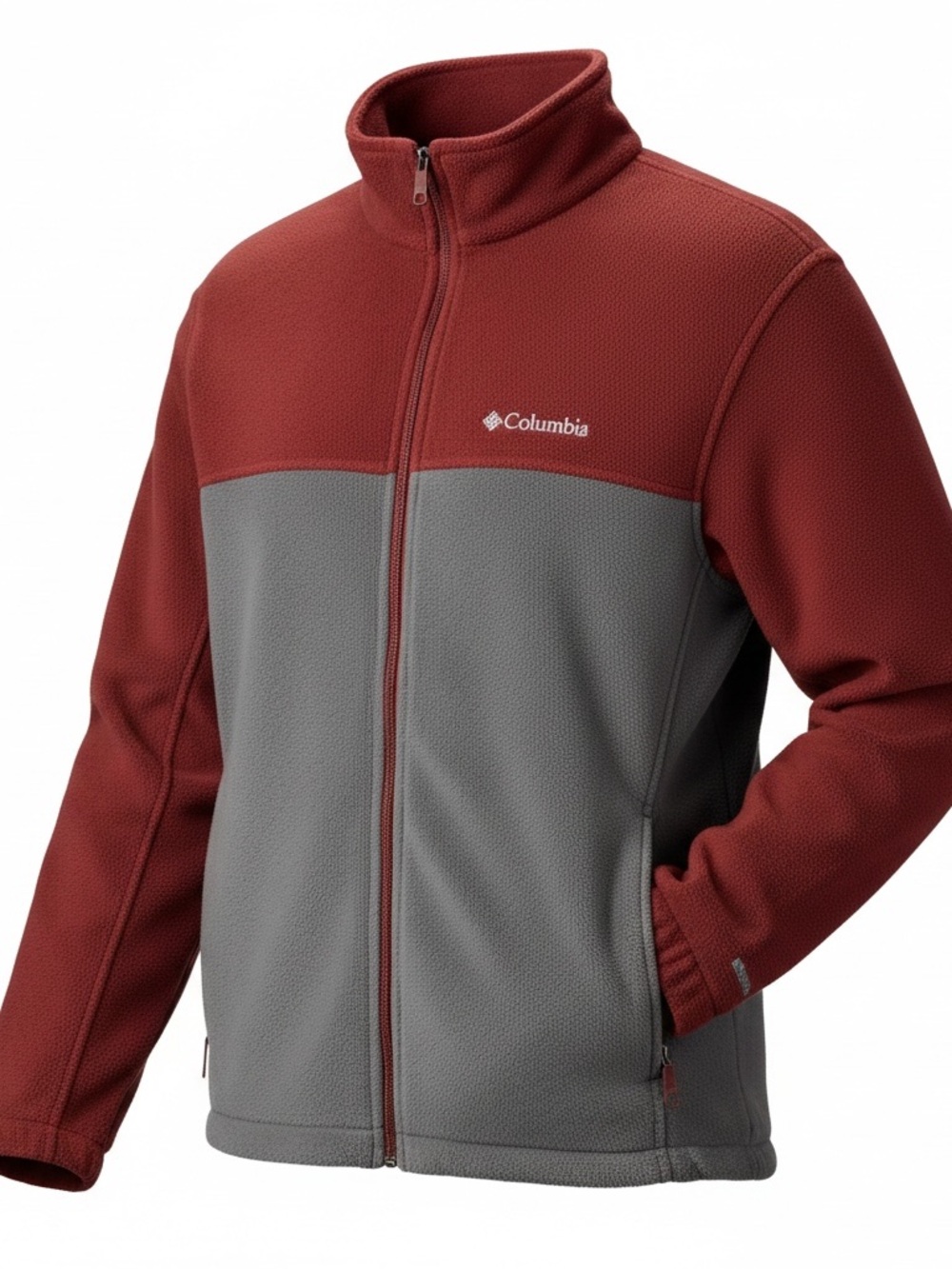 Columbia Men's Two-Tone Brick Red & Gray Full-Zip Fleece Jacket